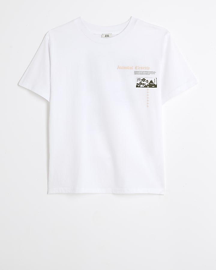 Boys white graphic Japanese t-shirt