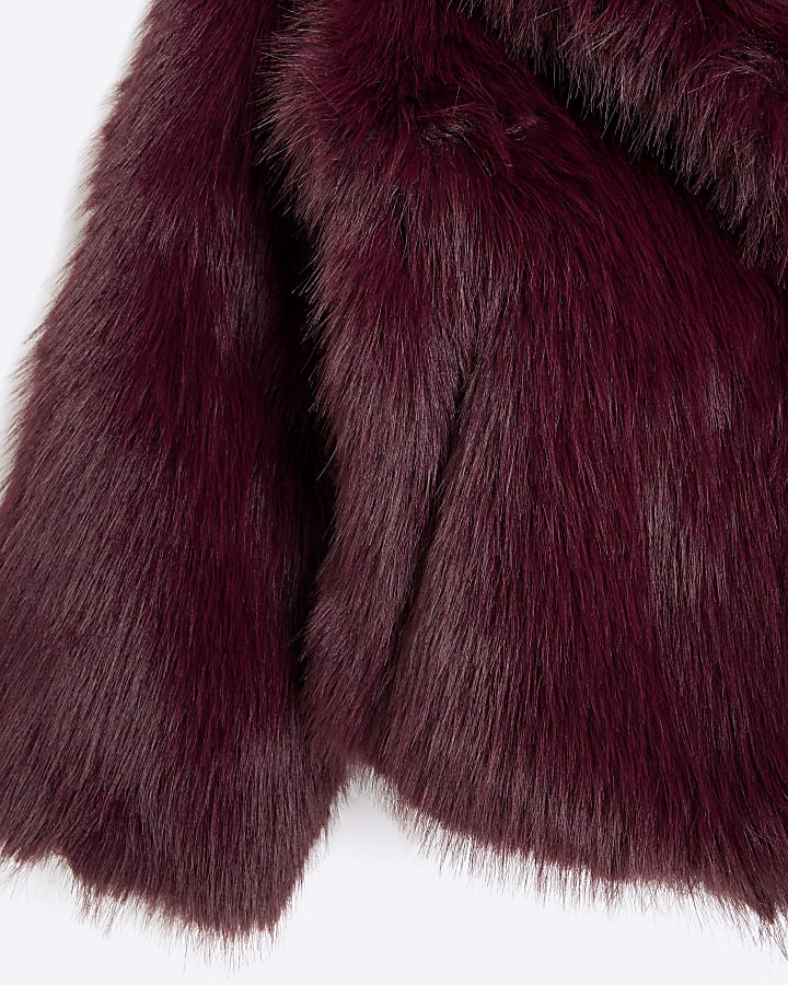 Burgundy Faux Fur Jacket