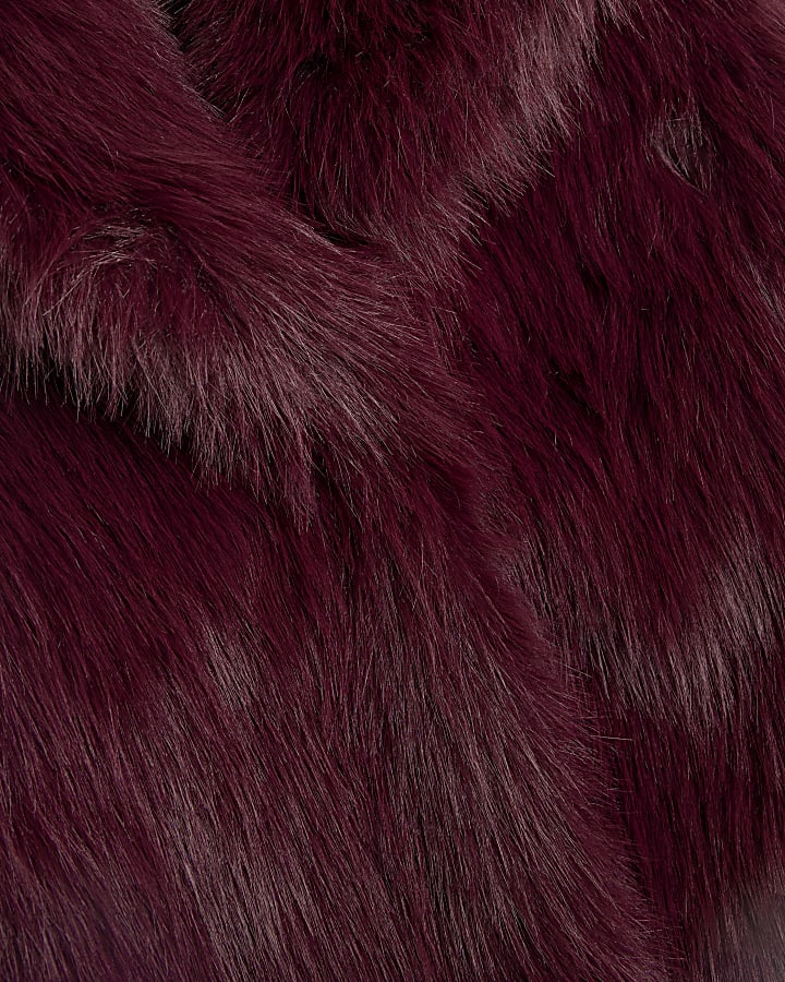 Burgundy Faux Fur Jacket | River Island