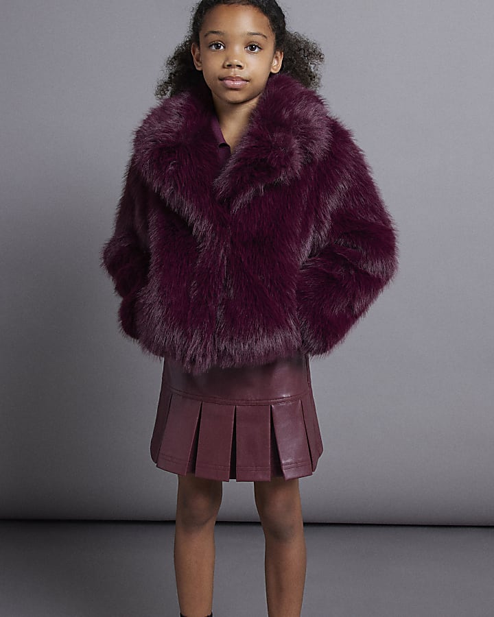 Burgundy Faux Fur Jacket | River Island