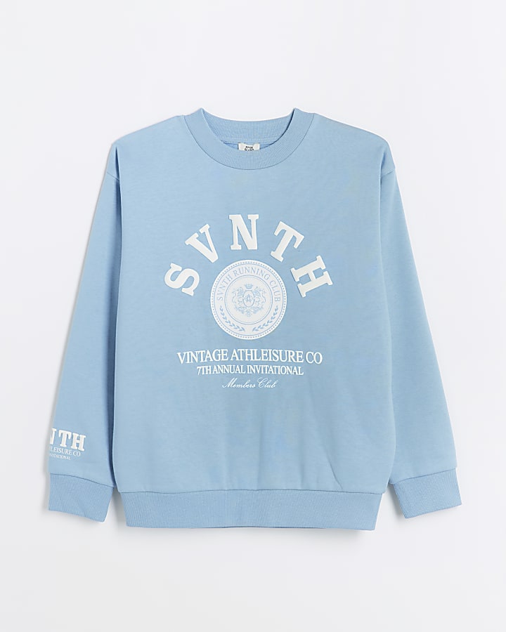 Boys blue embossed graphic sweatshirt