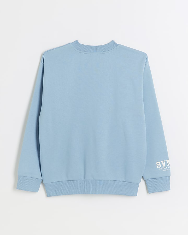 Boys blue embossed graphic sweatshirt