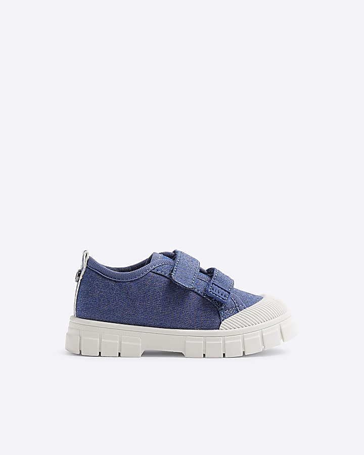 Mini Boys Blue Denim Canvas Plimsolls River Island