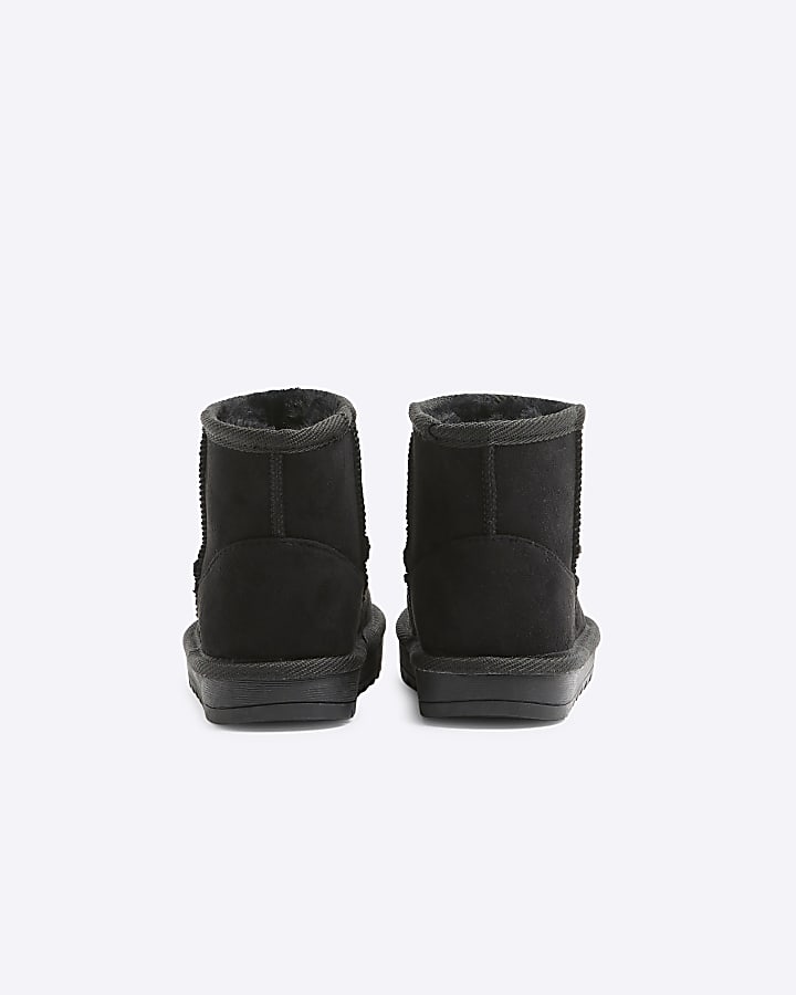 Mini Boys Black Faux Fur Boots