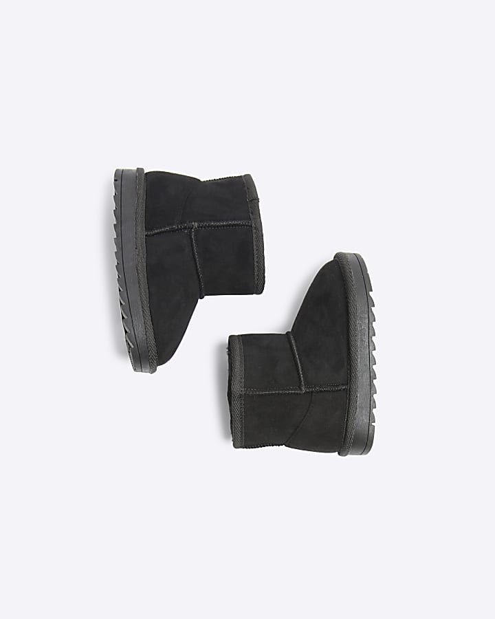 Mini Boys Black Faux Fur Boots