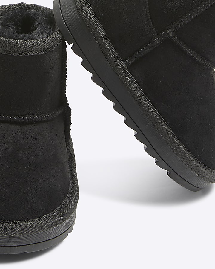 Mini Boys Black Faux Fur Boots