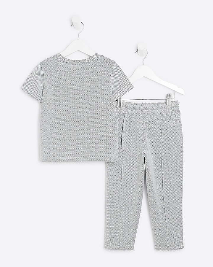 Mini Boys Grey Textured Tee Jogger Set