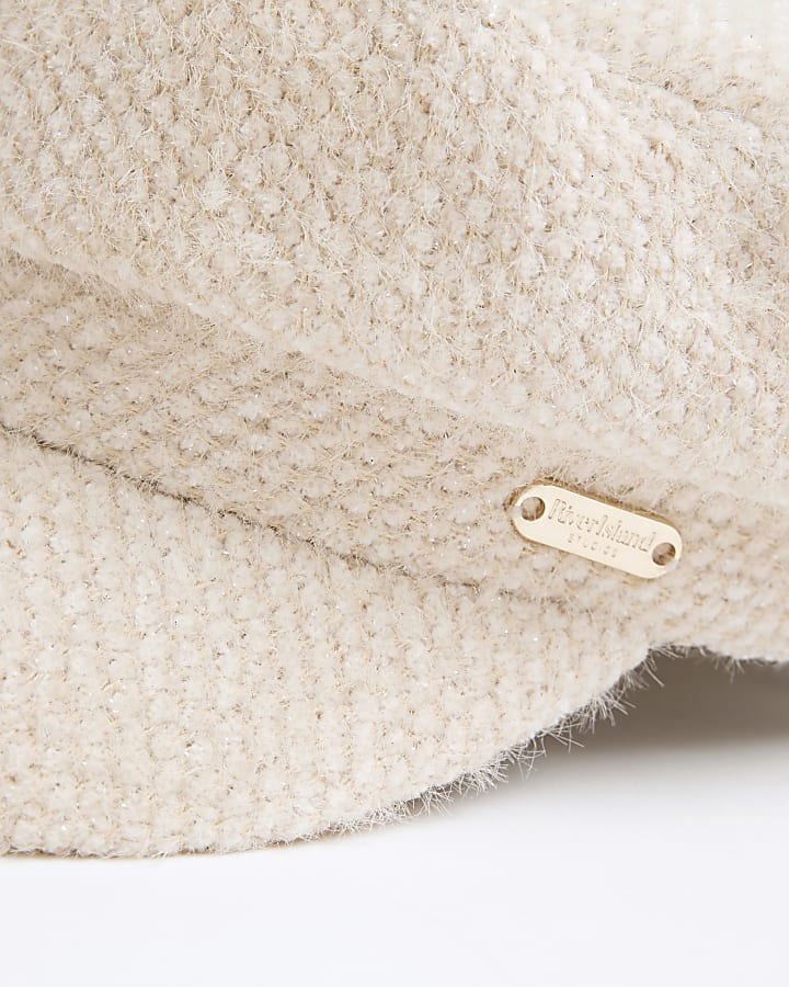 Girls Cream Boucle Baker Boy Hat