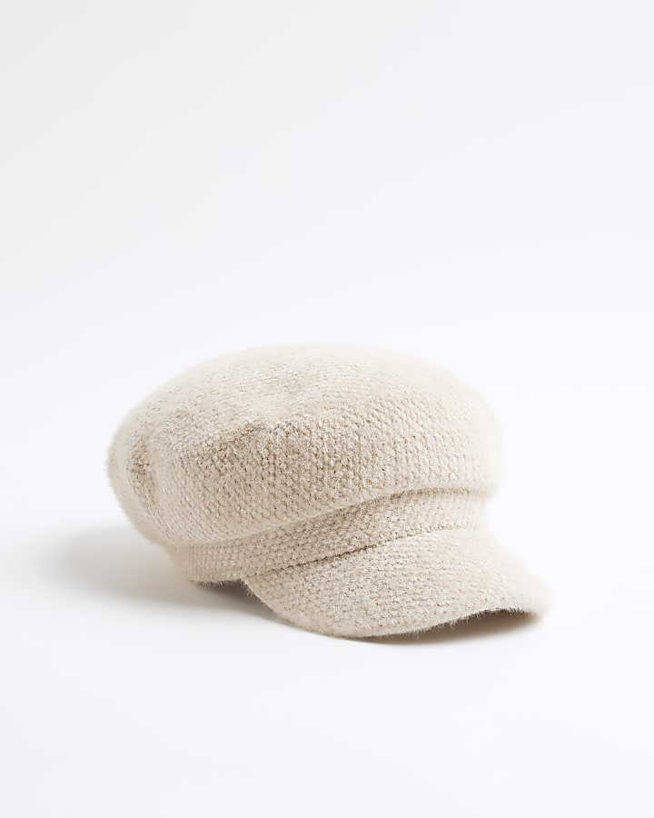 Girls Cream Boucle Baker Boy Hat