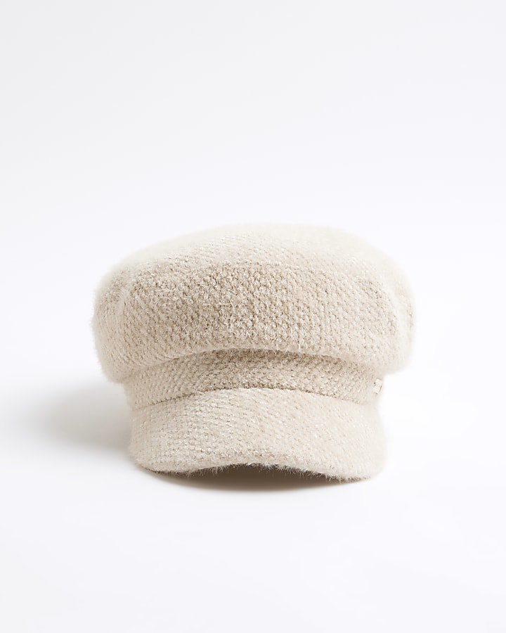 Girls Cream Boucle Baker Boy Hat