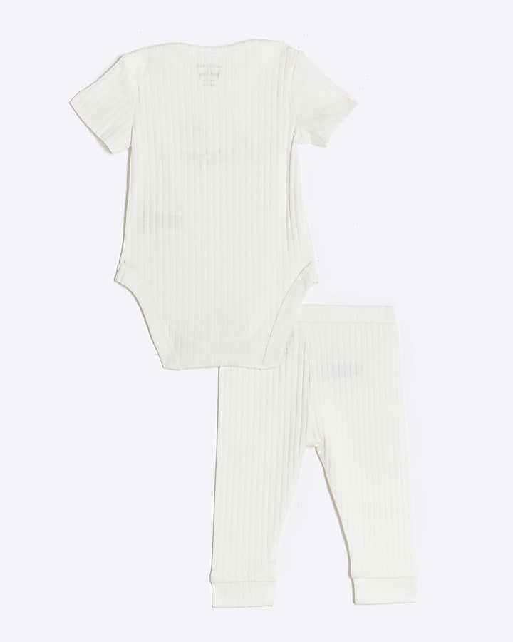 Baby beige rib Daddy's bestie all in one set