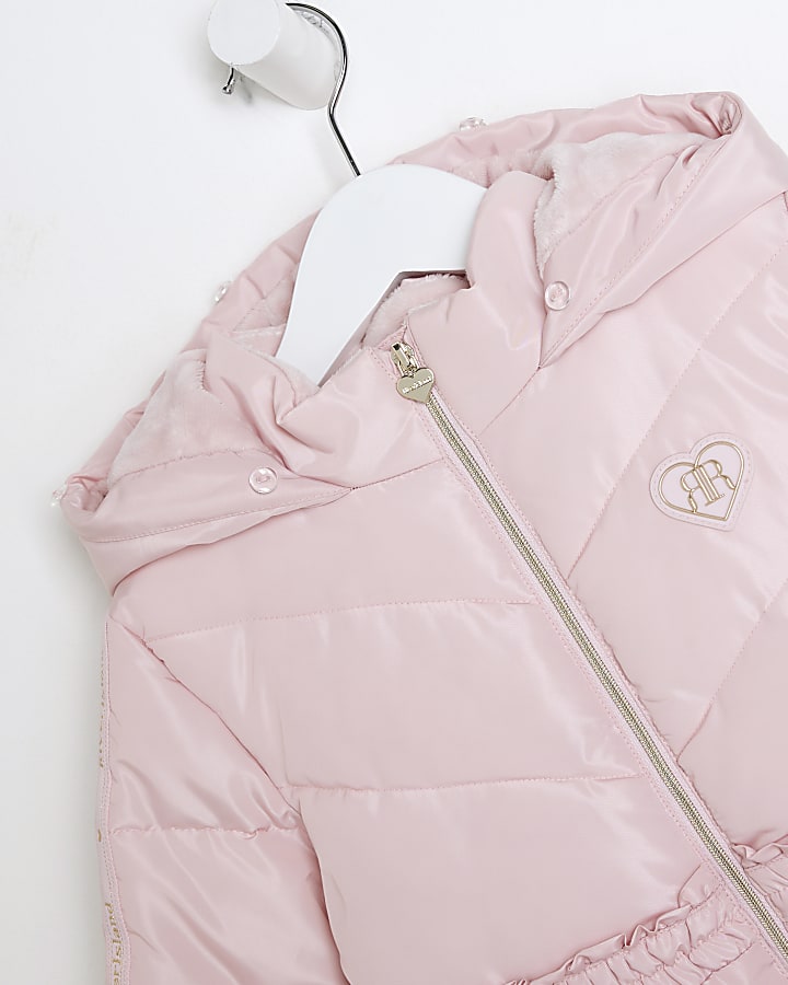 Mini Girls Pink Skirt Padded Coat