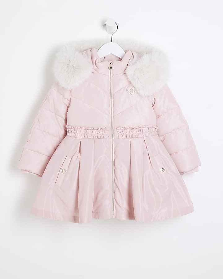 Mini Girls Pink Skirt Padded Coat