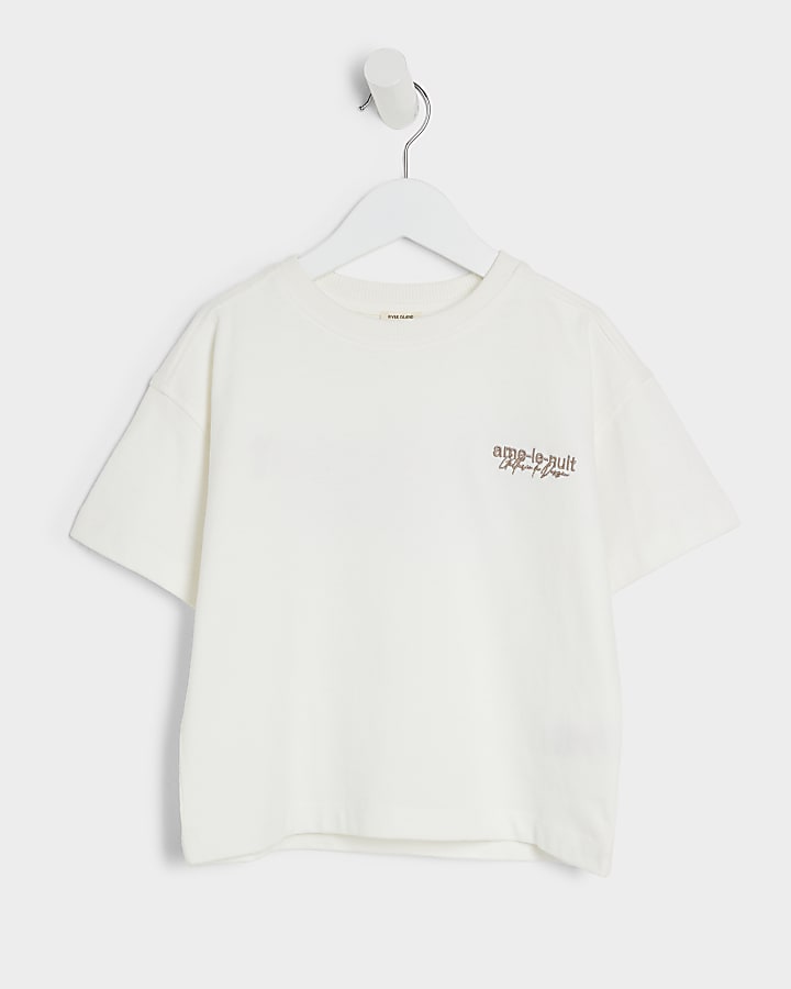 Mini boys white embroidered t-shirt