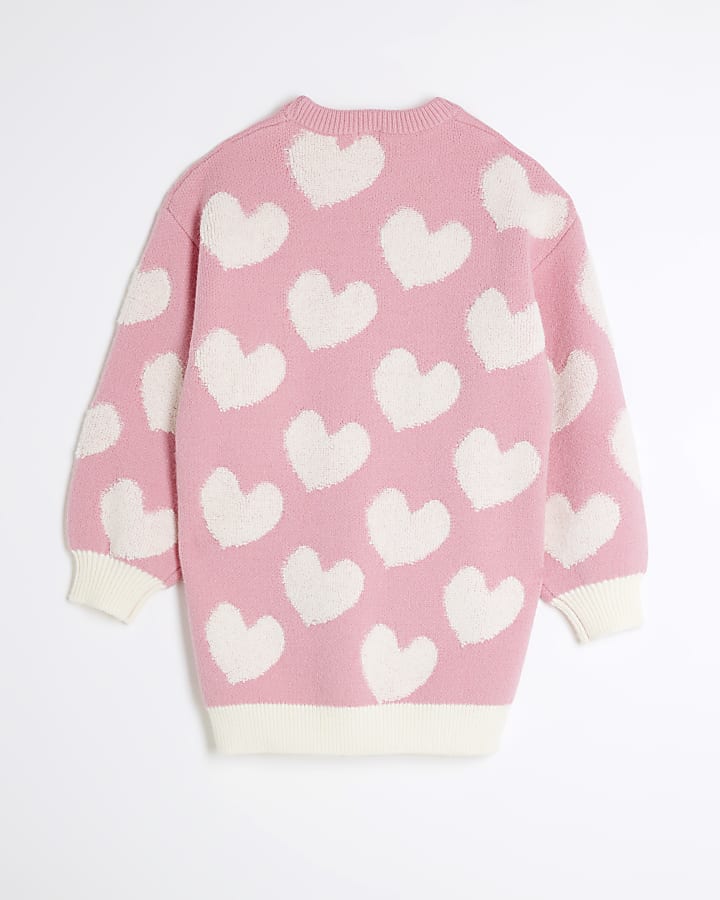 Girls Pink Heart Jumper Dress