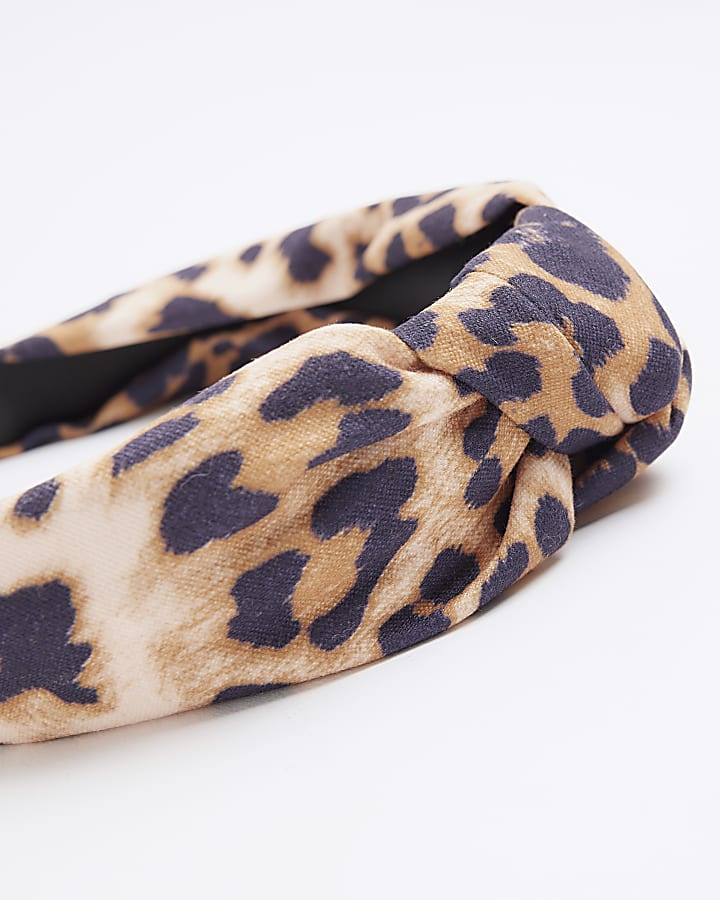 Brown Leopard Print Knot Headband