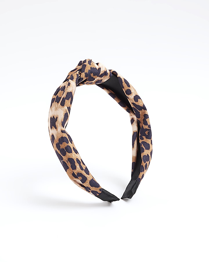 Brown Leopard Print Knot Headband