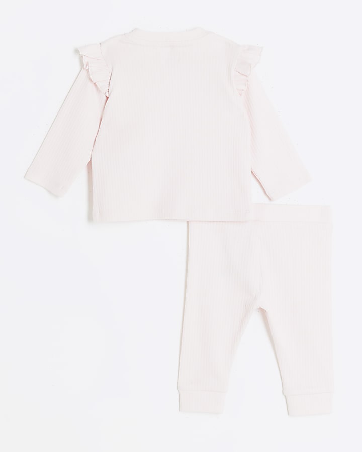 Baby girls pink frill sweatshirt set