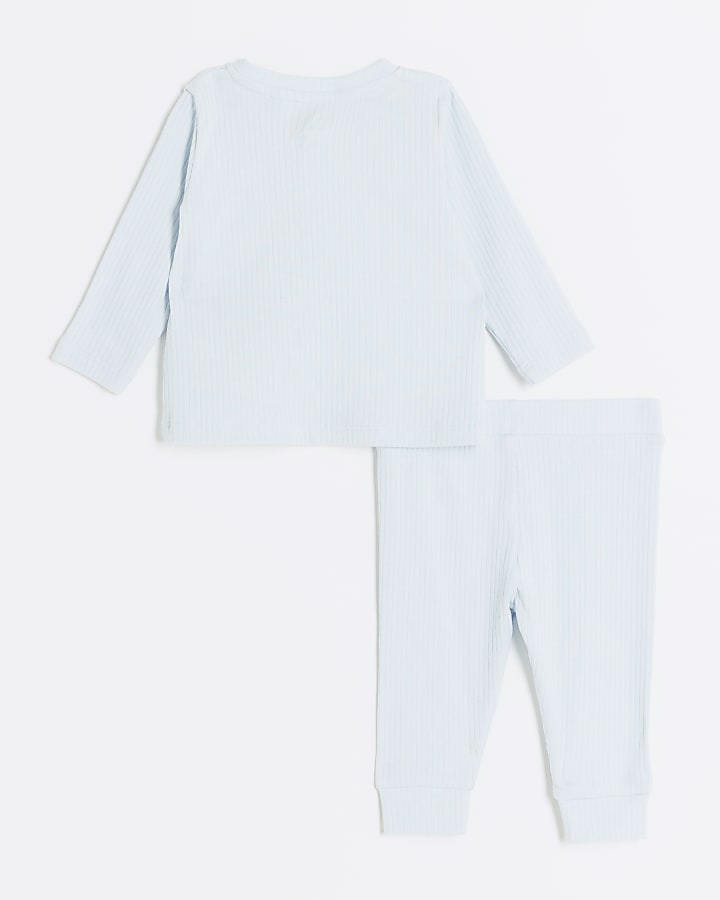 Baby Boys Blue Rib Sweatshirt Set