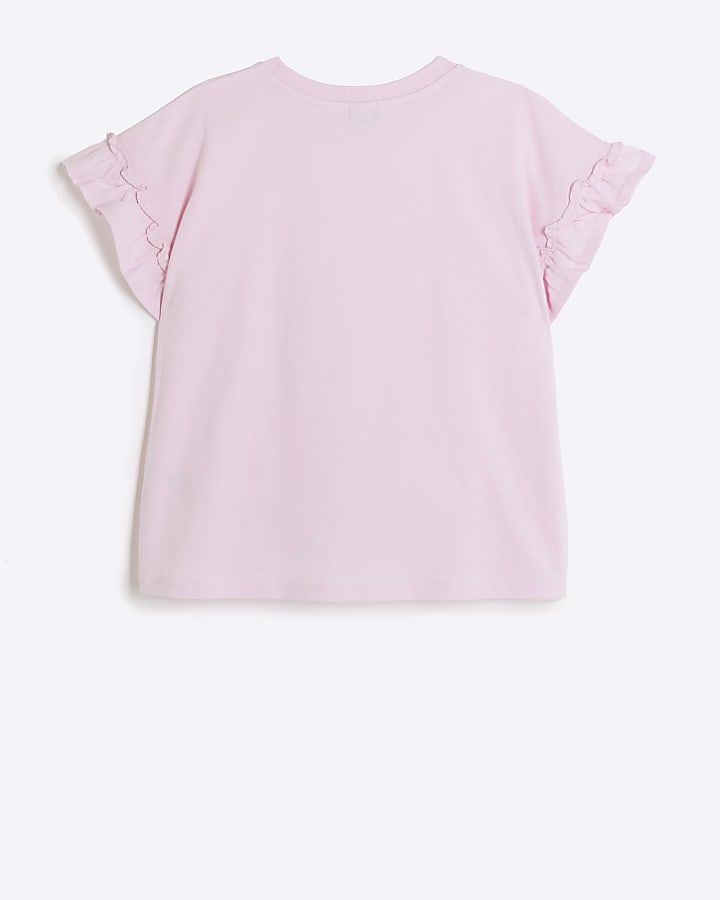 Girls pink graphic bow print t-shirt