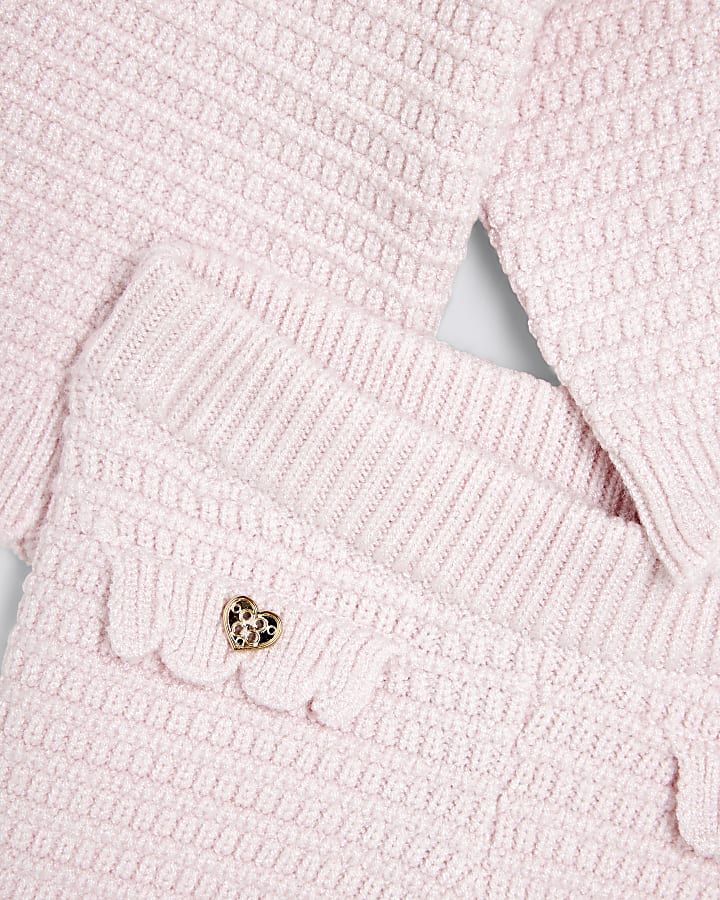 Baby Girls Pink Knitted Hooded Set