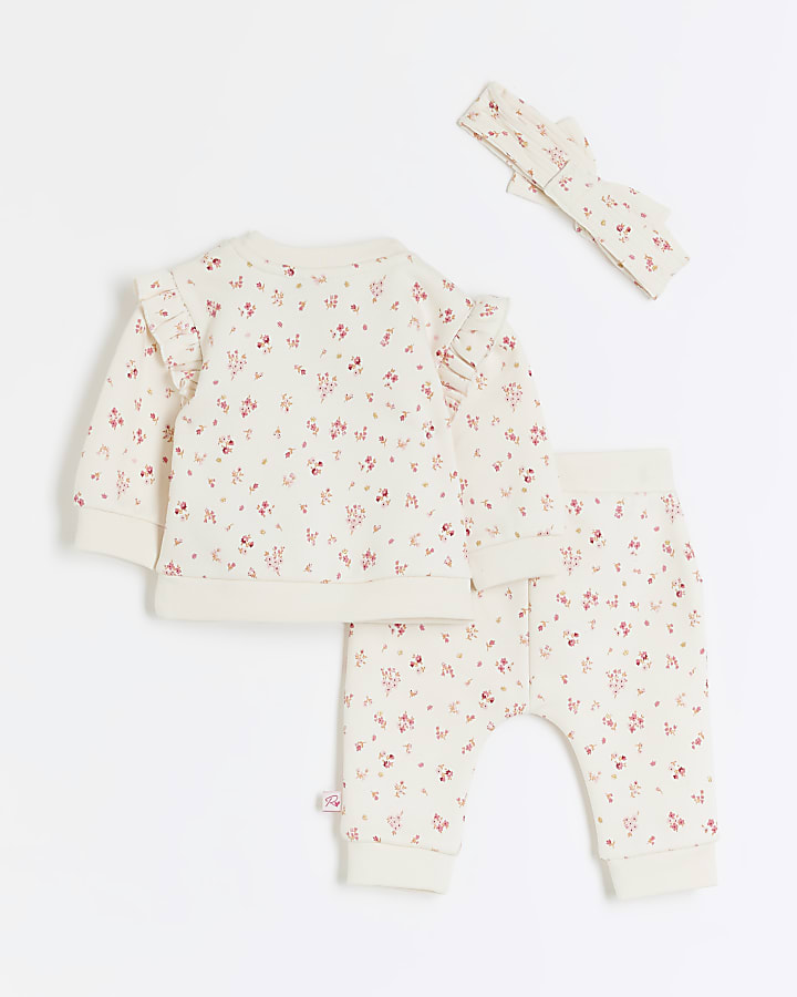 Baby girls floral sweatshirt 3 piece set