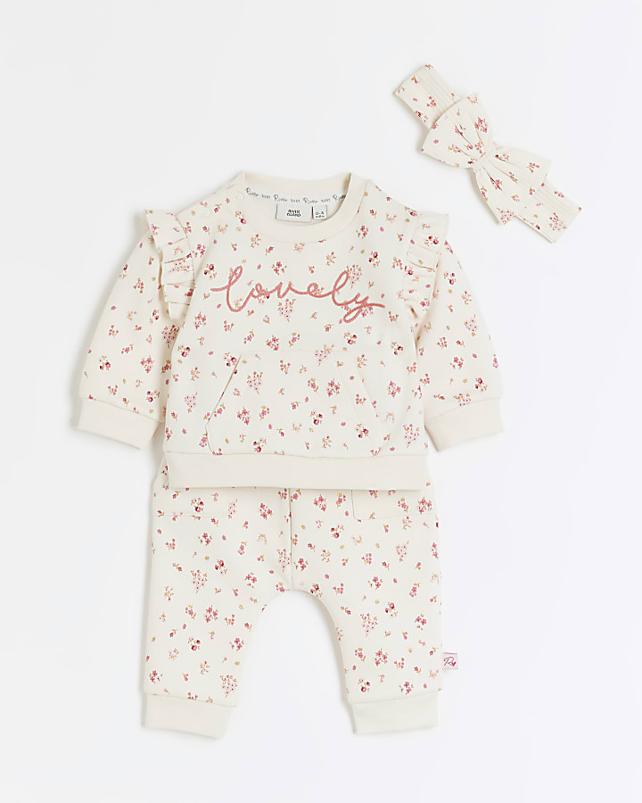 Baby girls floral sweatshirt 3 piece set