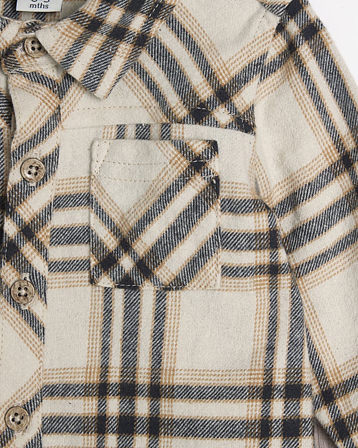 Baby Boys Beige Check Shirt Set