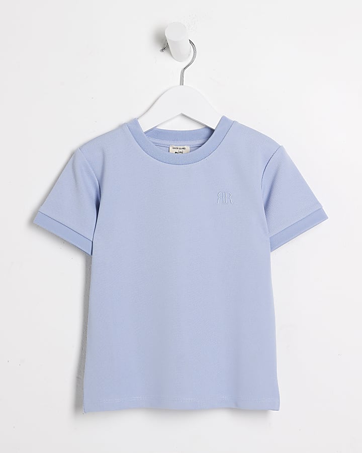 Mini boys blue twill smart t-shirt