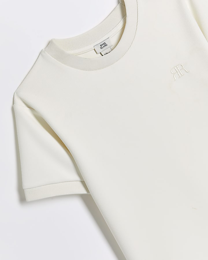 Boys ecru twill t-shirt