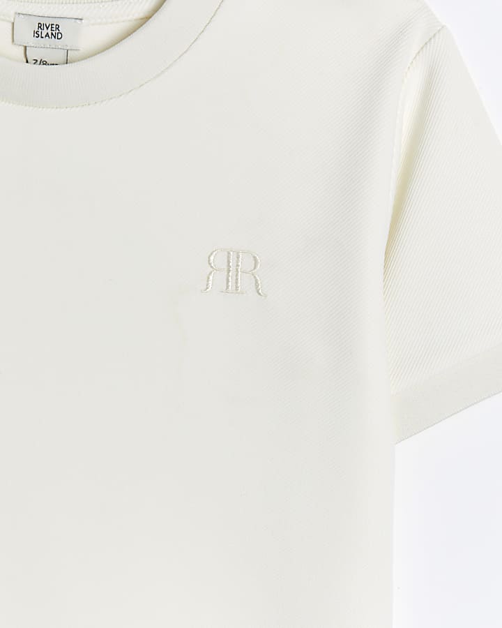 Boys ecru twill t-shirt