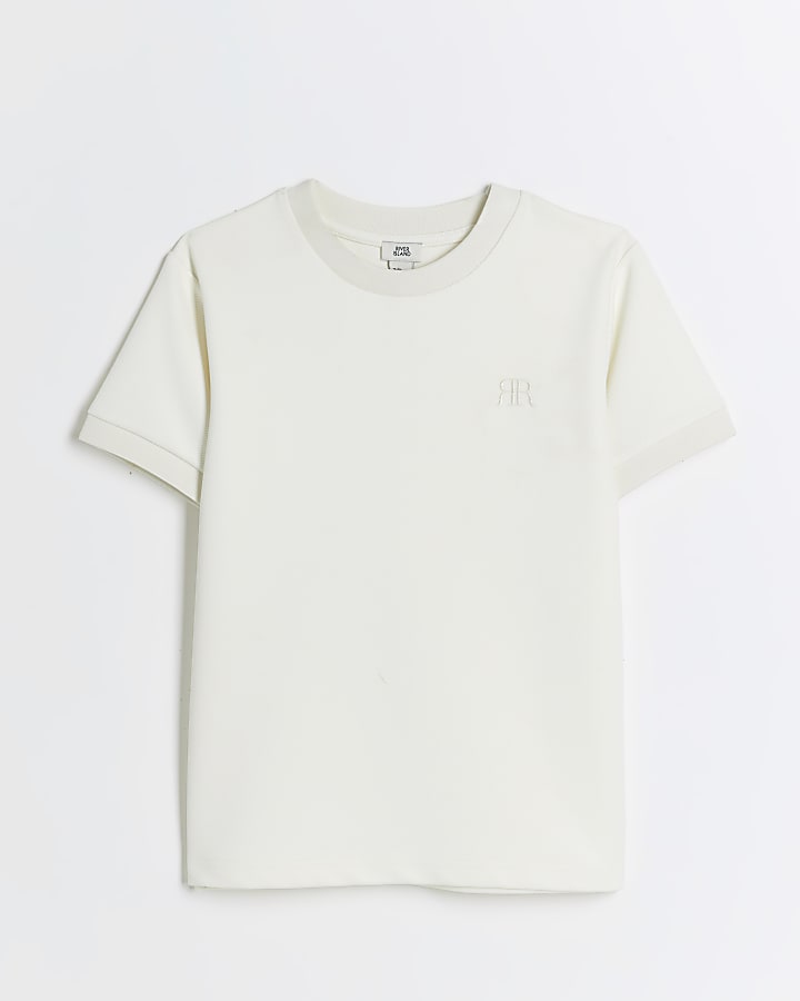 Boys ecru twill t-shirt