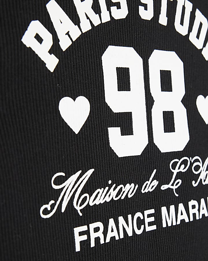 Girls black graphic long sleeve t-shirt
