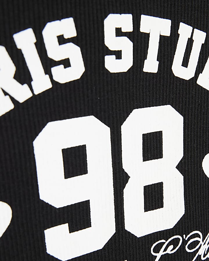 Girls black graphic long sleeve t-shirt