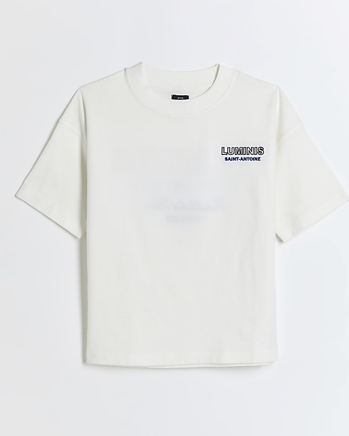 Boys white embroidered logo t-shirt