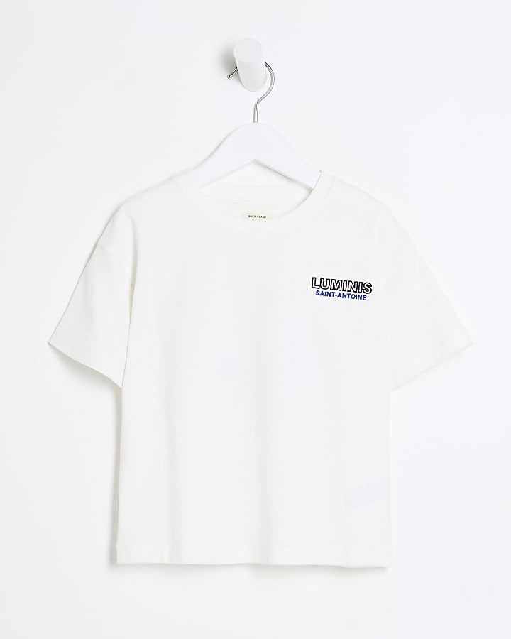 Mini boys white embroidered Luminis t-shirt