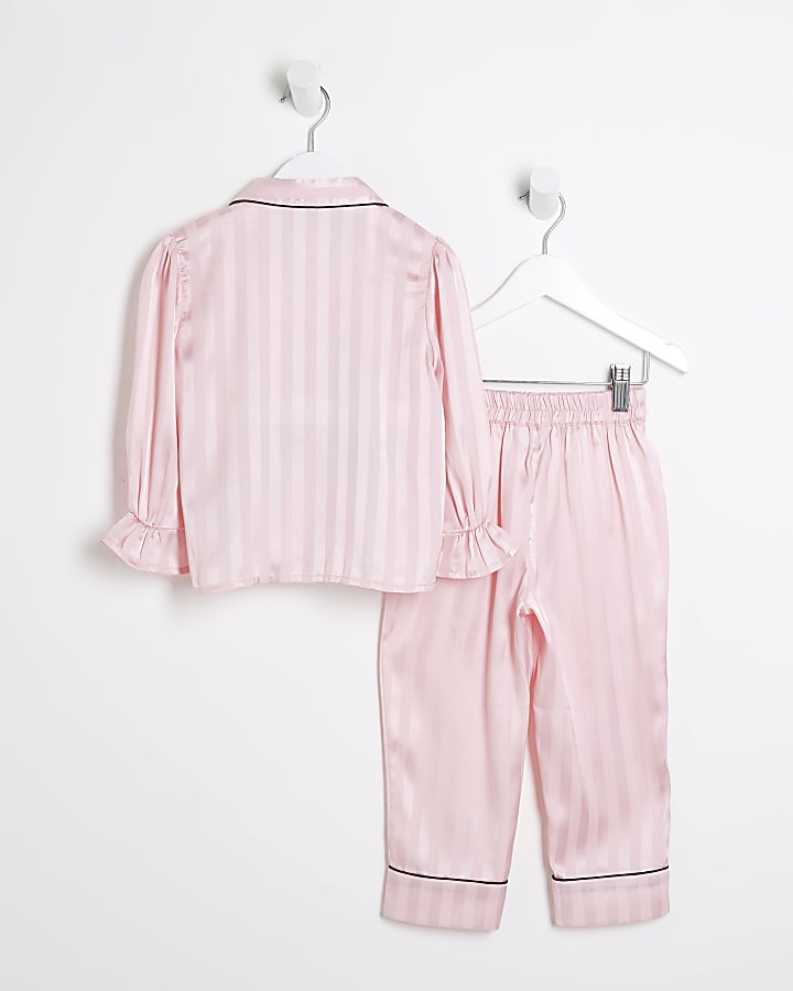 Mini Girls Pink Satin Bow Pyjamas