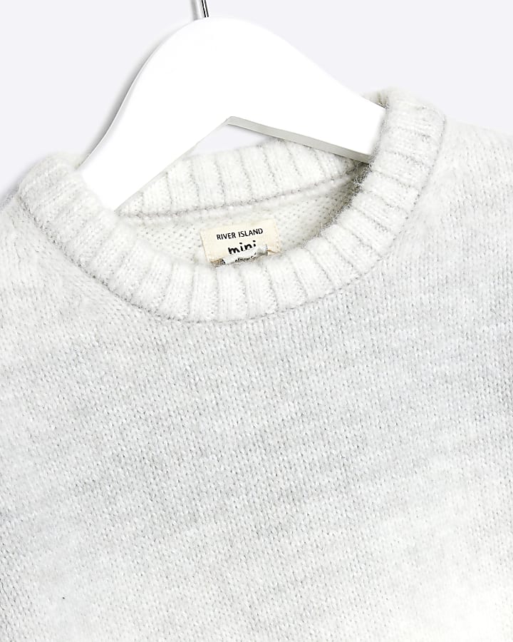 Mini Boys Grey Space Dye Jumper