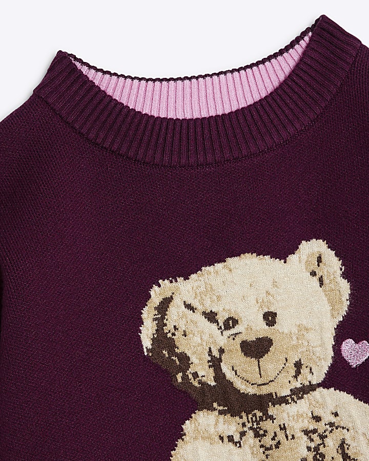 Girls red bear graphic jumper