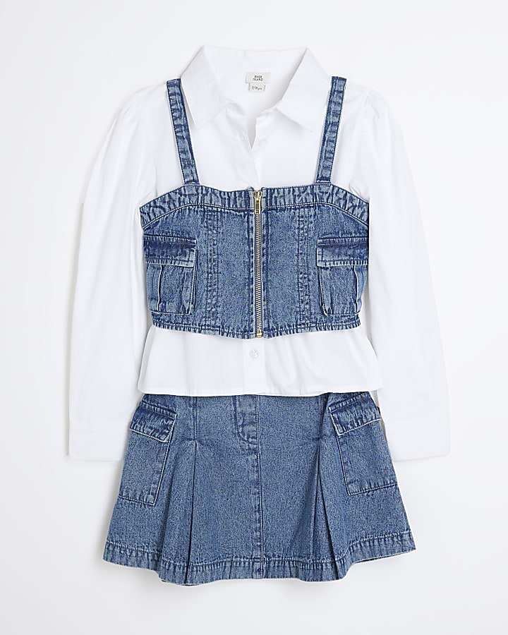 Girls Blue Denim 3 Piece Set