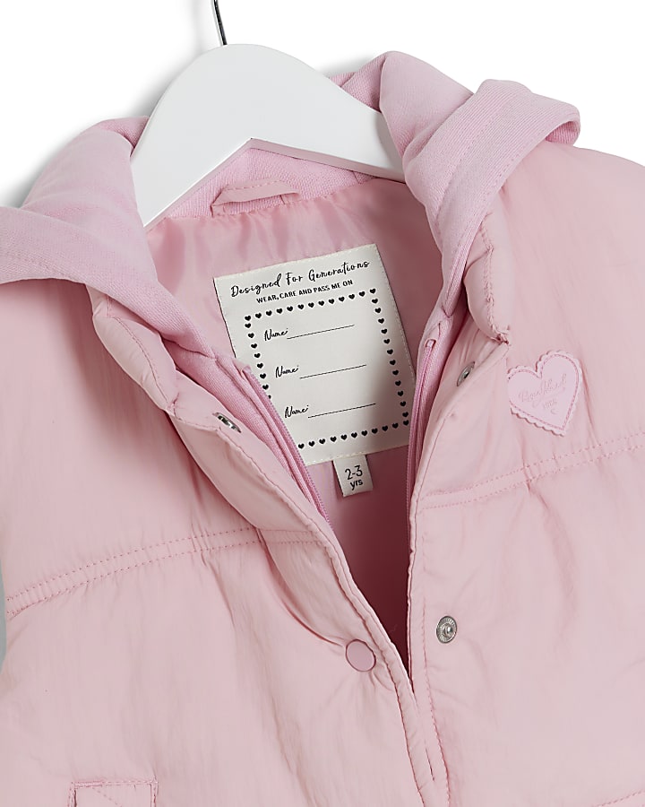Mini girls pink hooded gilet