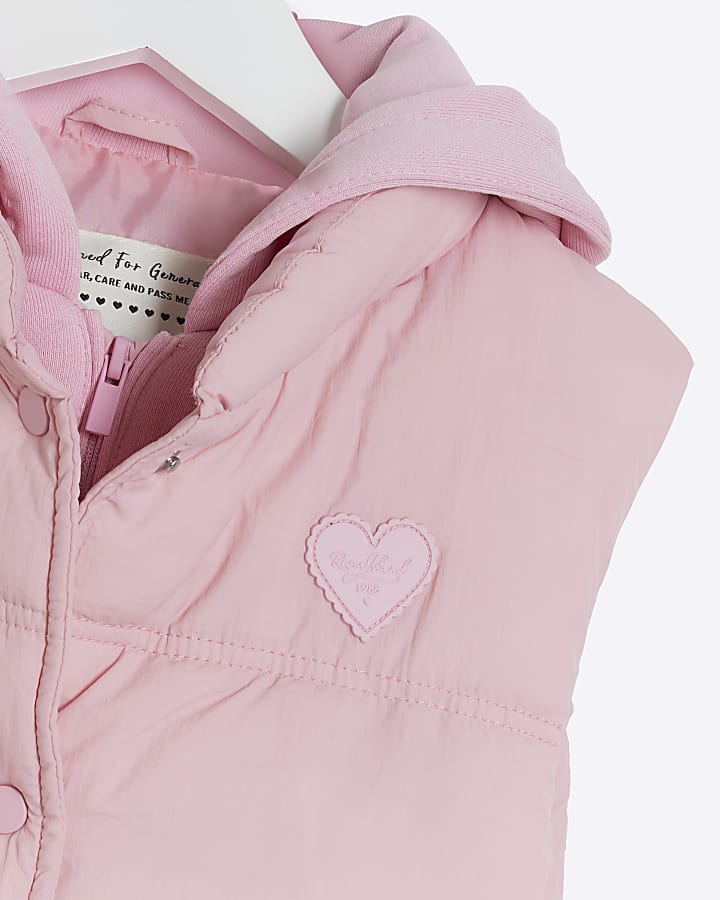 Mini girls pink hooded gilet