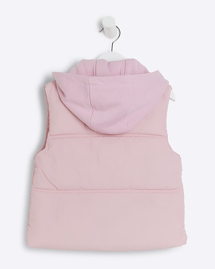 Mini girls pink hooded gilet