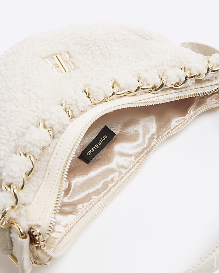Girls Cream Borg Cross Body Bag