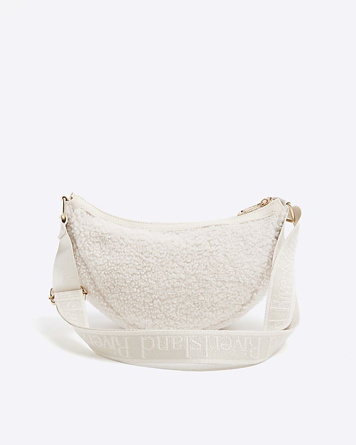 Girls Cream Borg Cross Body Bag