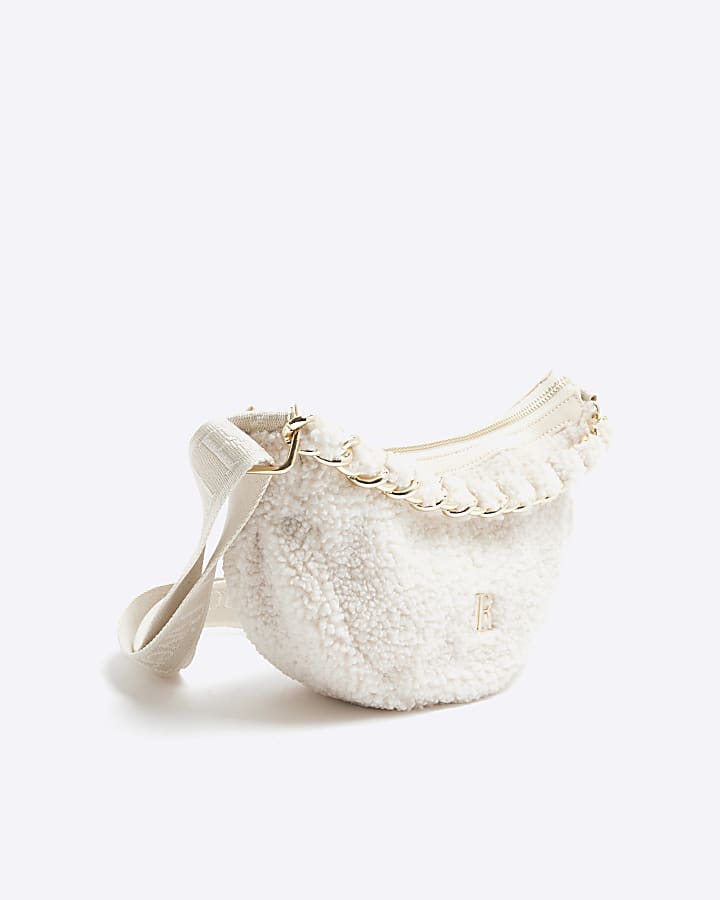 Girls Cream Borg Cross Body Bag