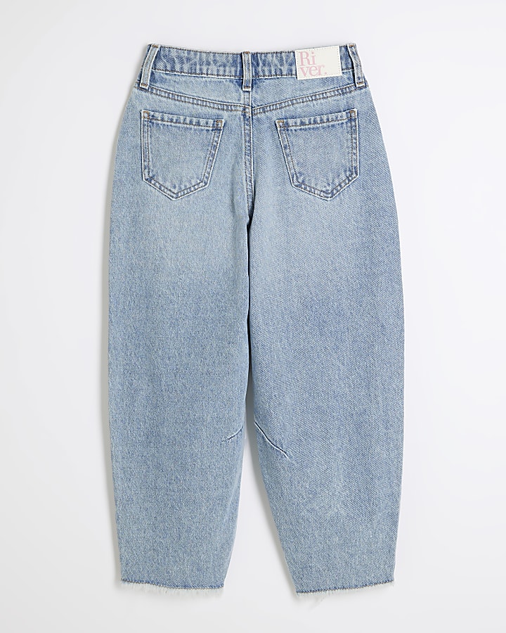 Girls Blue Barrel Tapered Jean