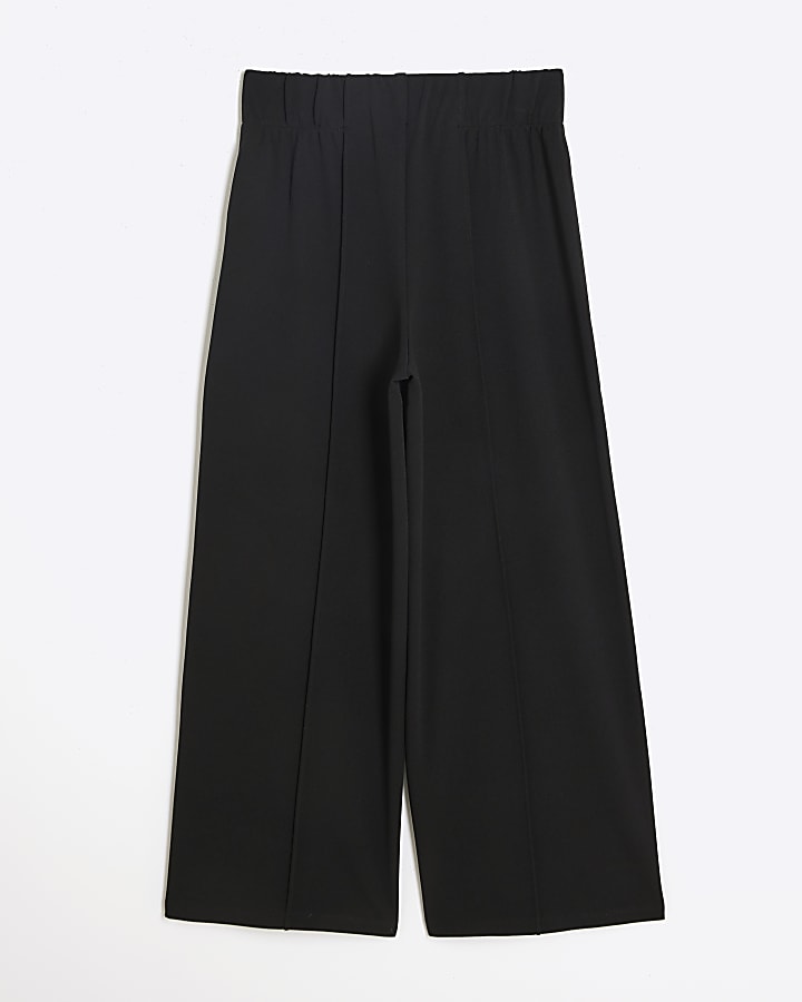 Girls black wide leg trousers