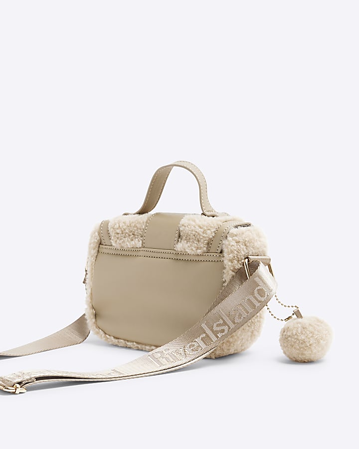 Beige Borg Cross Body Bag