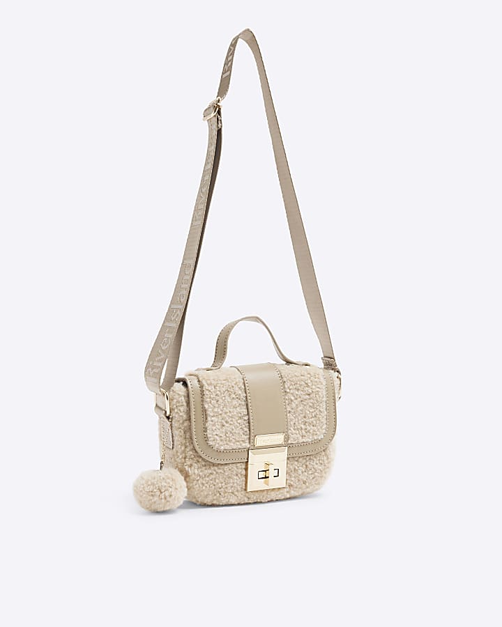 Beige Borg Cross Body Bag